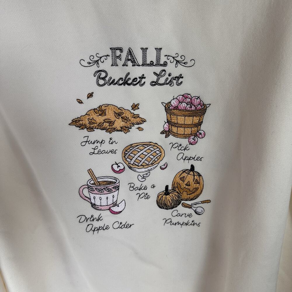 Fall Bucket List Sweatshirt Crewneck Size Extra Large Oversized Cotton Poly - Picture 4 of 9
